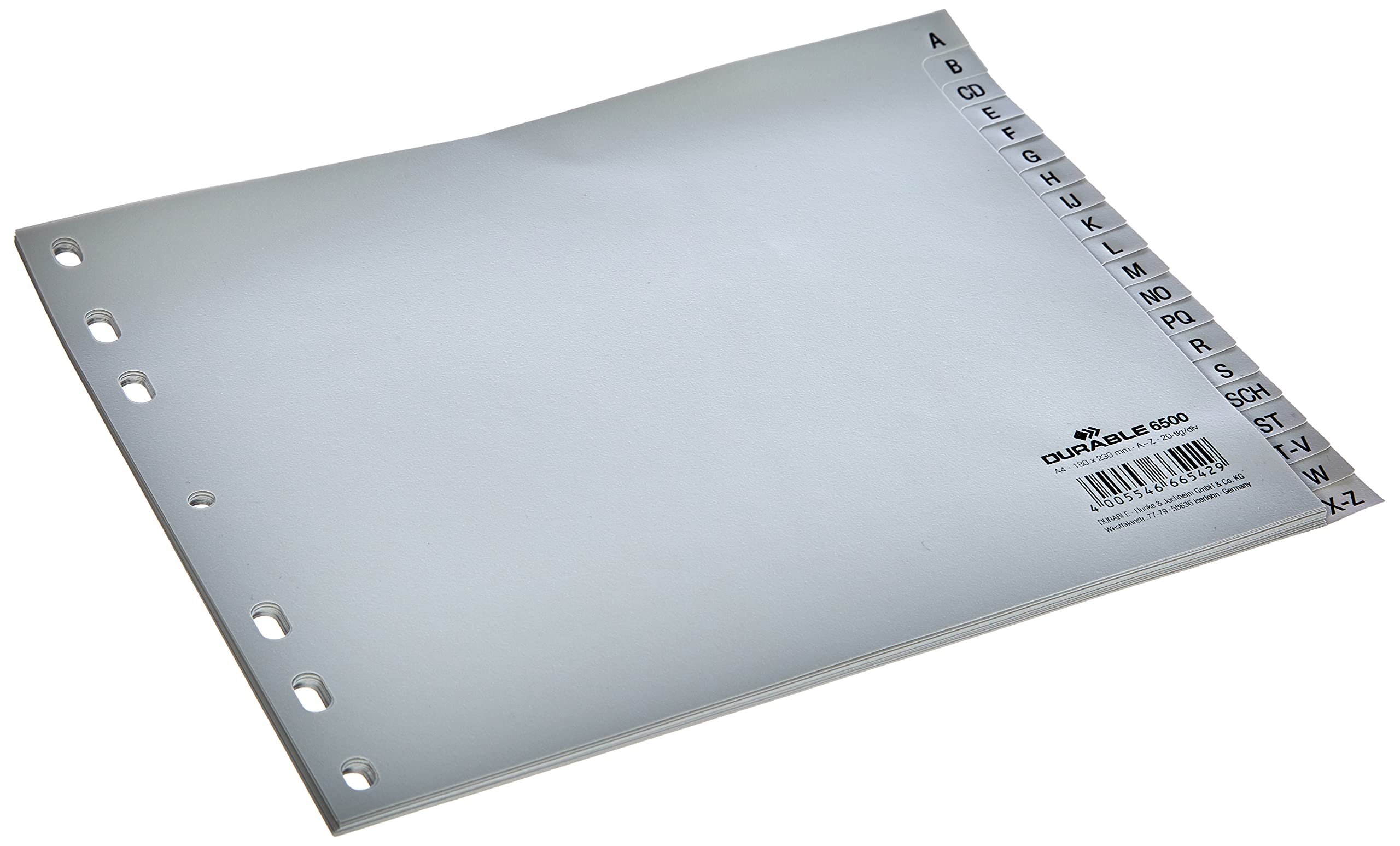 Durable DURABLE A-Z-Register A4 PP teildeckend 20-tlg. grau