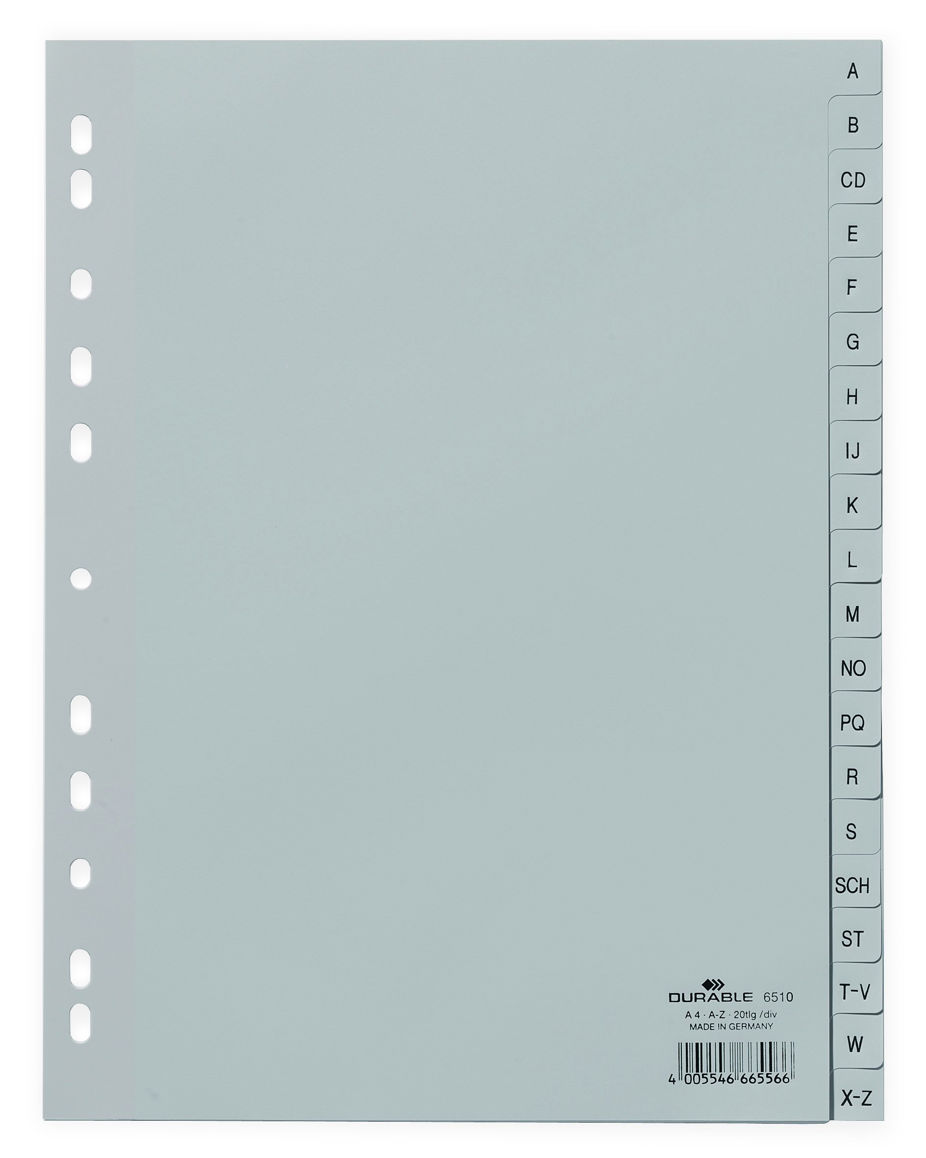 Durable DURABLE A-Z Register A4 20tlg. aus PP volldeck. grau