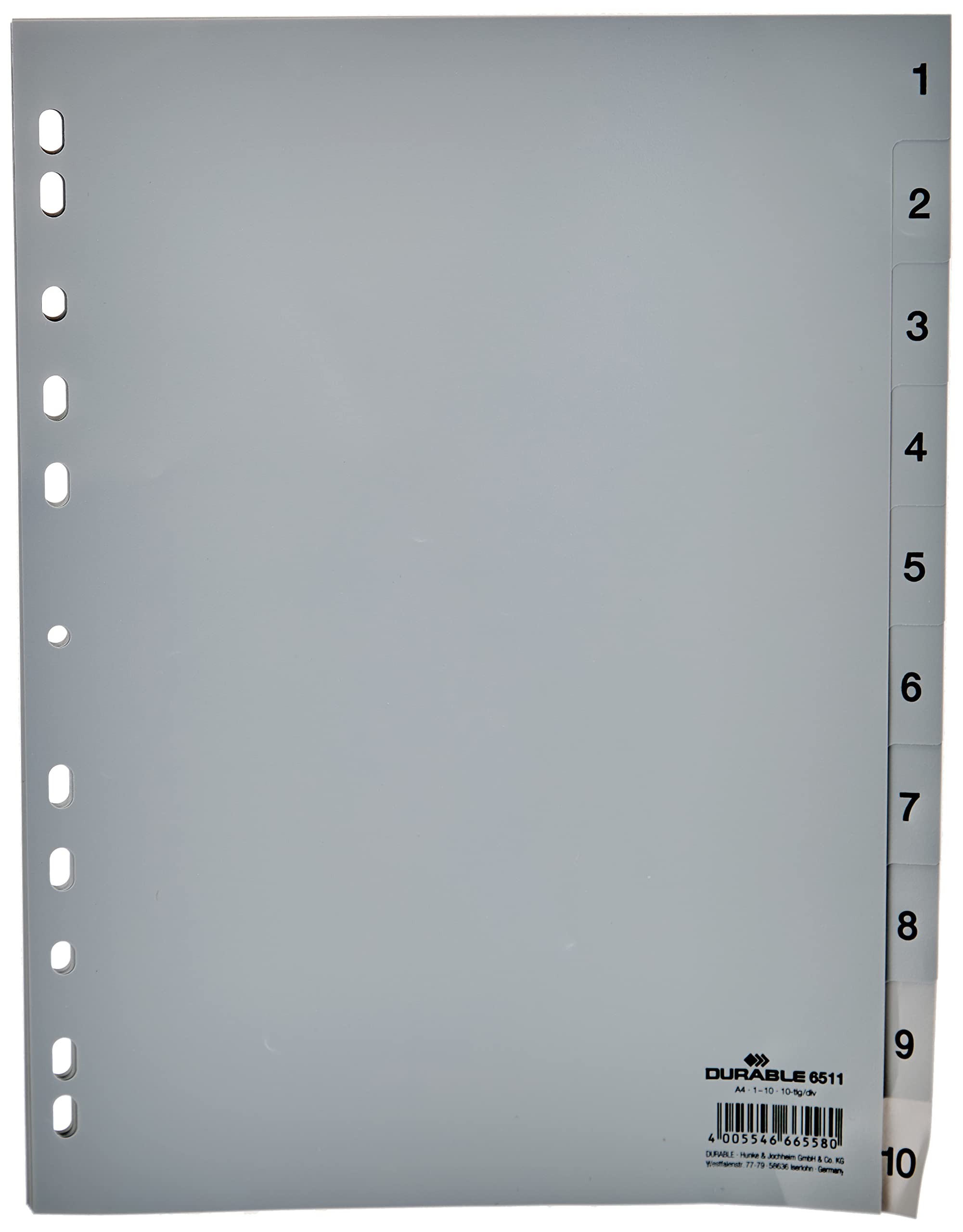 Durable DURABLE Zahlenregister (A4 geprägte Taben 1-10 PP volldecke