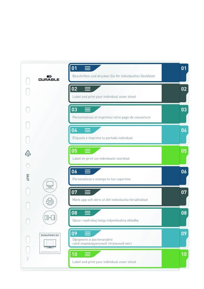 Durable DURABLE Register A4 + 10tlg. 1-10 farbige Taben+trans. Form.