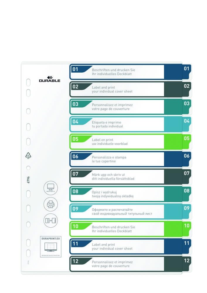 Durable DURABLE Register A4 + 12tlg. 1-12 farbige Taben+trans. Form.