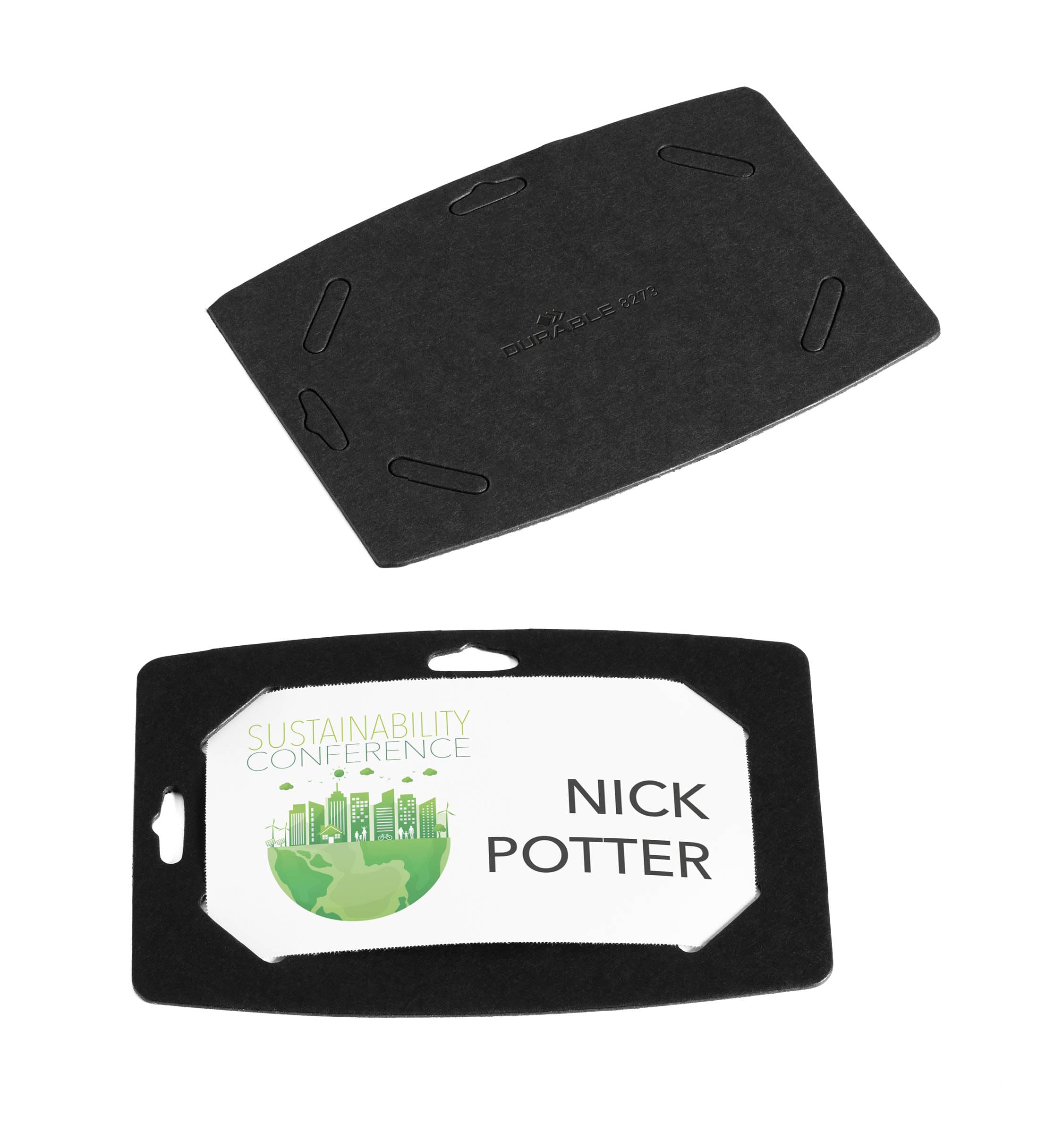Durable DURABLE Namensschild 54x90mm Recycling-Papier 20Stk schwarz