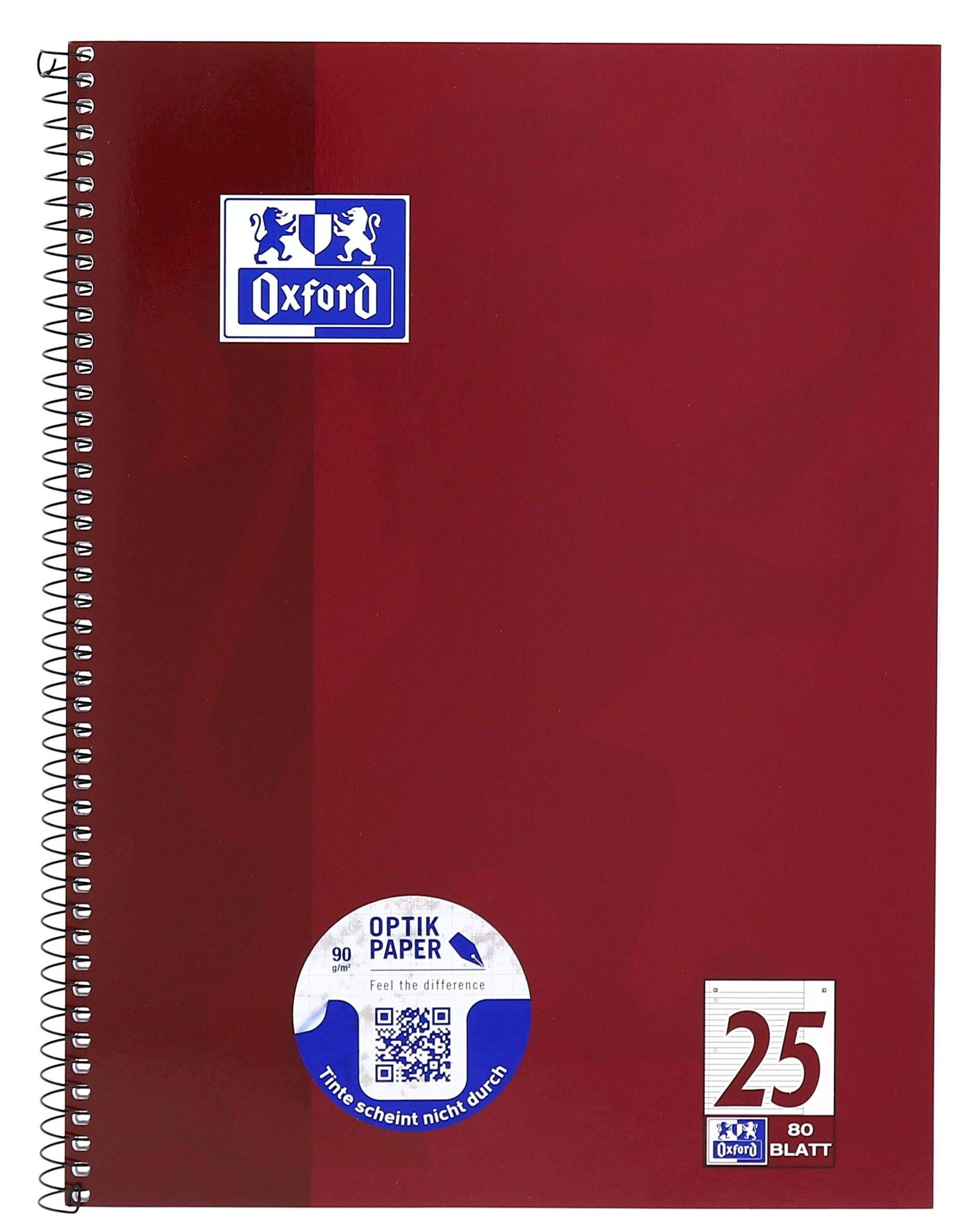 Oxford Collegeblock A4+220x295mm 80 Bl. Liniert Rand weiß R