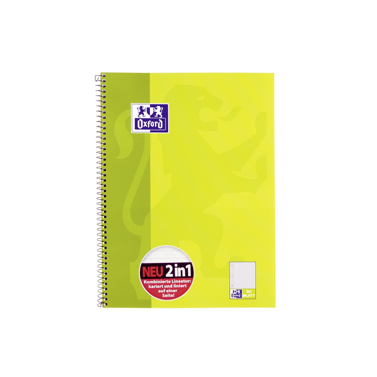Oxford Collegeblock A4+ 220 x 295 mm 80 Bl. Kariert/Liniert