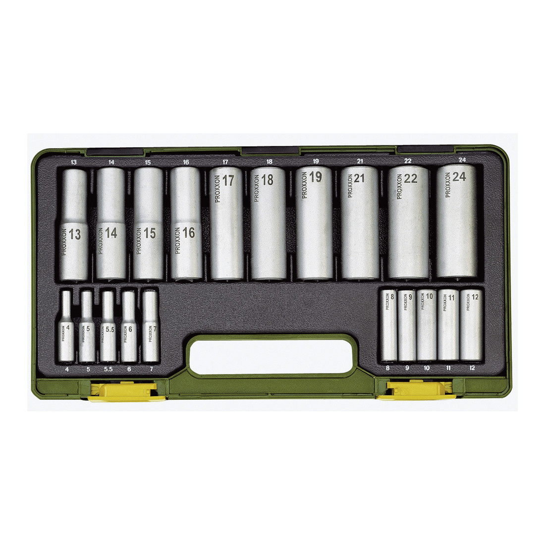 Proxxon Jeu de douilles longues , 1/4' + 1/2' (20 pcs.)