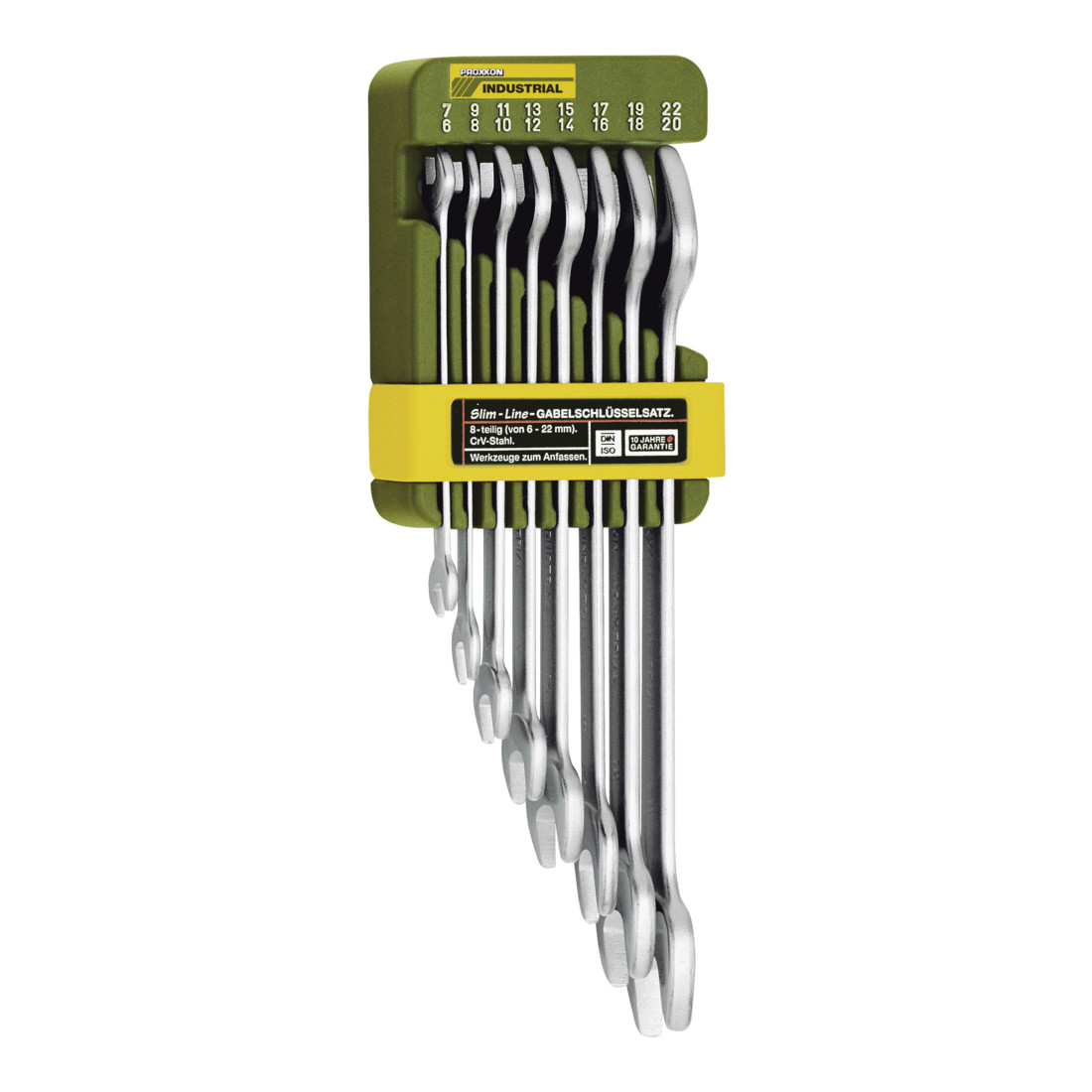 Proxxon Jeu de clés à fourche double, 8 pièces de 6 x 7 à 20 x 22 mm