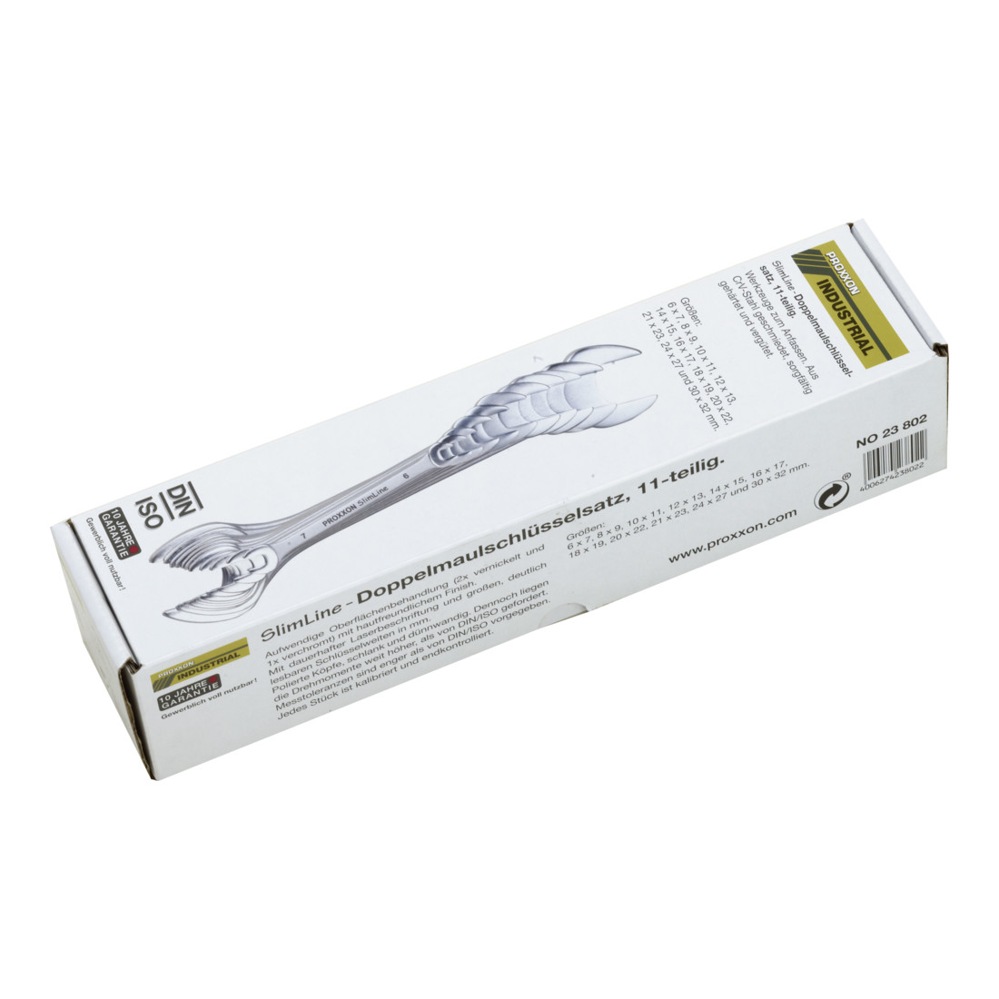 Proxxon Jeu de clés à fourche double, 11 pièces de 6 x 7 à 30 x 32 mm
