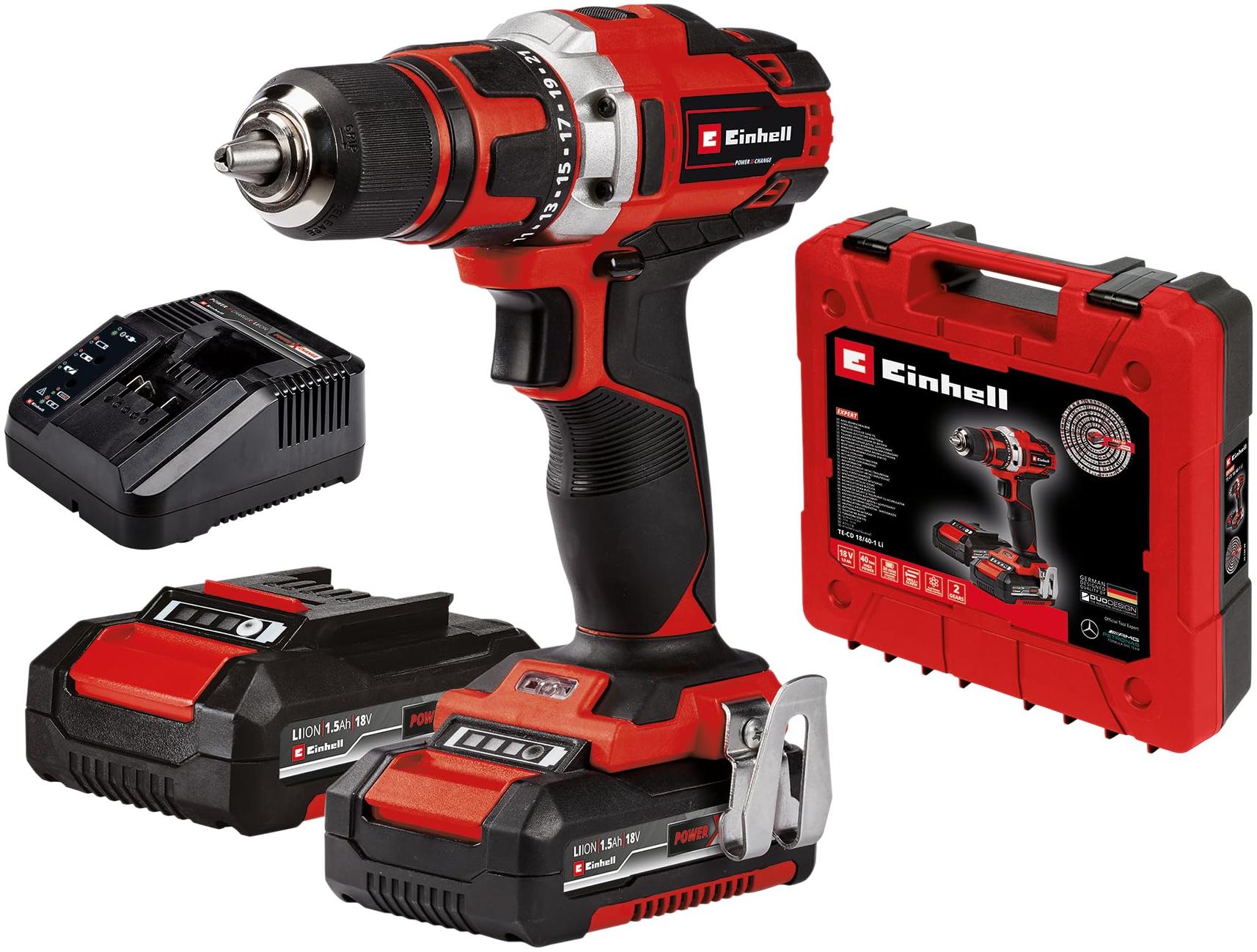 Einhell perceuse einhell visseuse te-cd 18 18.0 V avec batterie 1.5 Ah 2 sans coffret