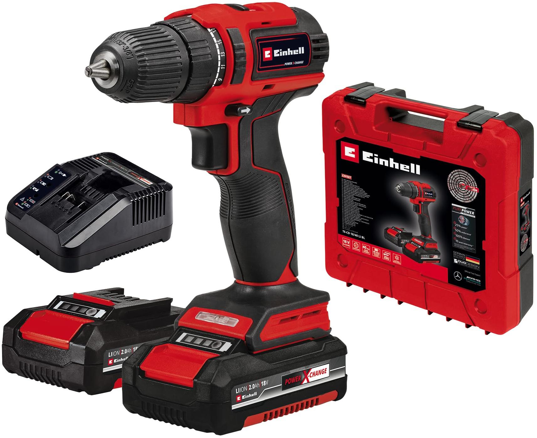 Einhell perceuse einhell visseuse te-cd 18 18.0 V avec batterie 2.0 Ah 2 avec coffret