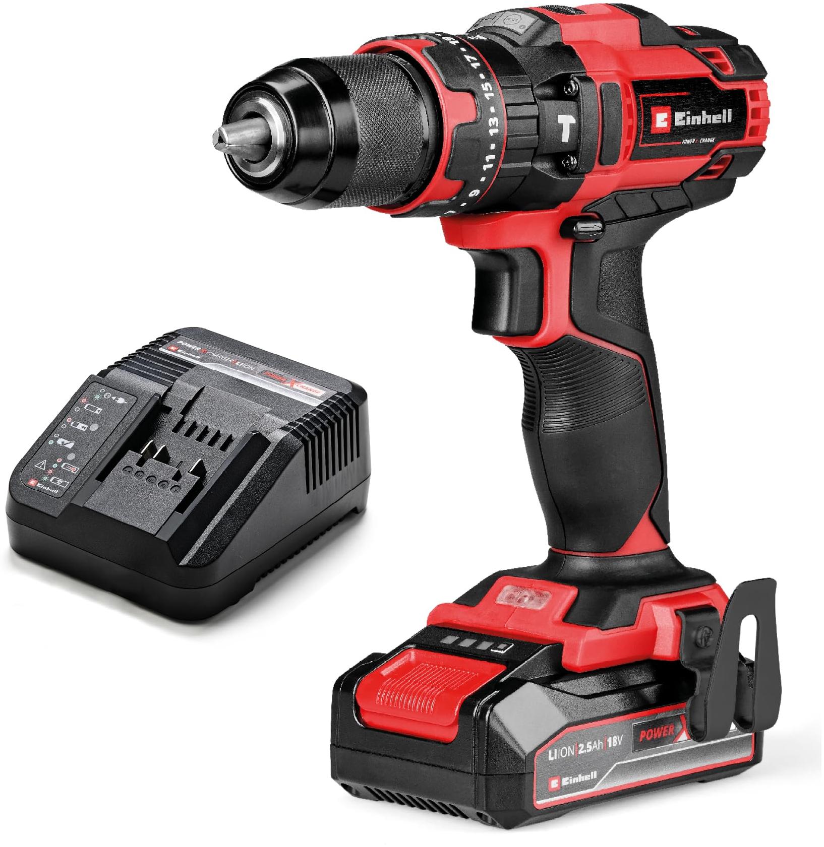 Einhell perceuse einhell visseuse TE-CD 18/44 18.0 V avec batterie 2.5 1 sans coffret
