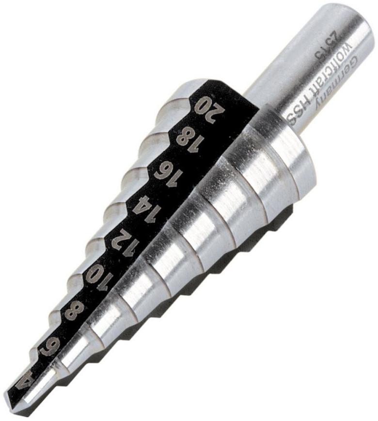 Wolfcraft Fraise étagée HSS T8 Ø 4 à 20 mm