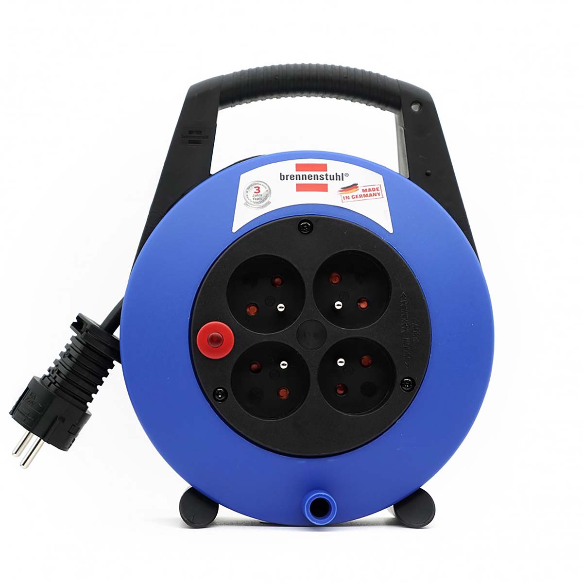 Brennenstuhl Enrouleur de câble Vario-Line 4 brins Noir/Bleu/Gris clair 5,00 m H05VV-F 3G1.5 TYPE E