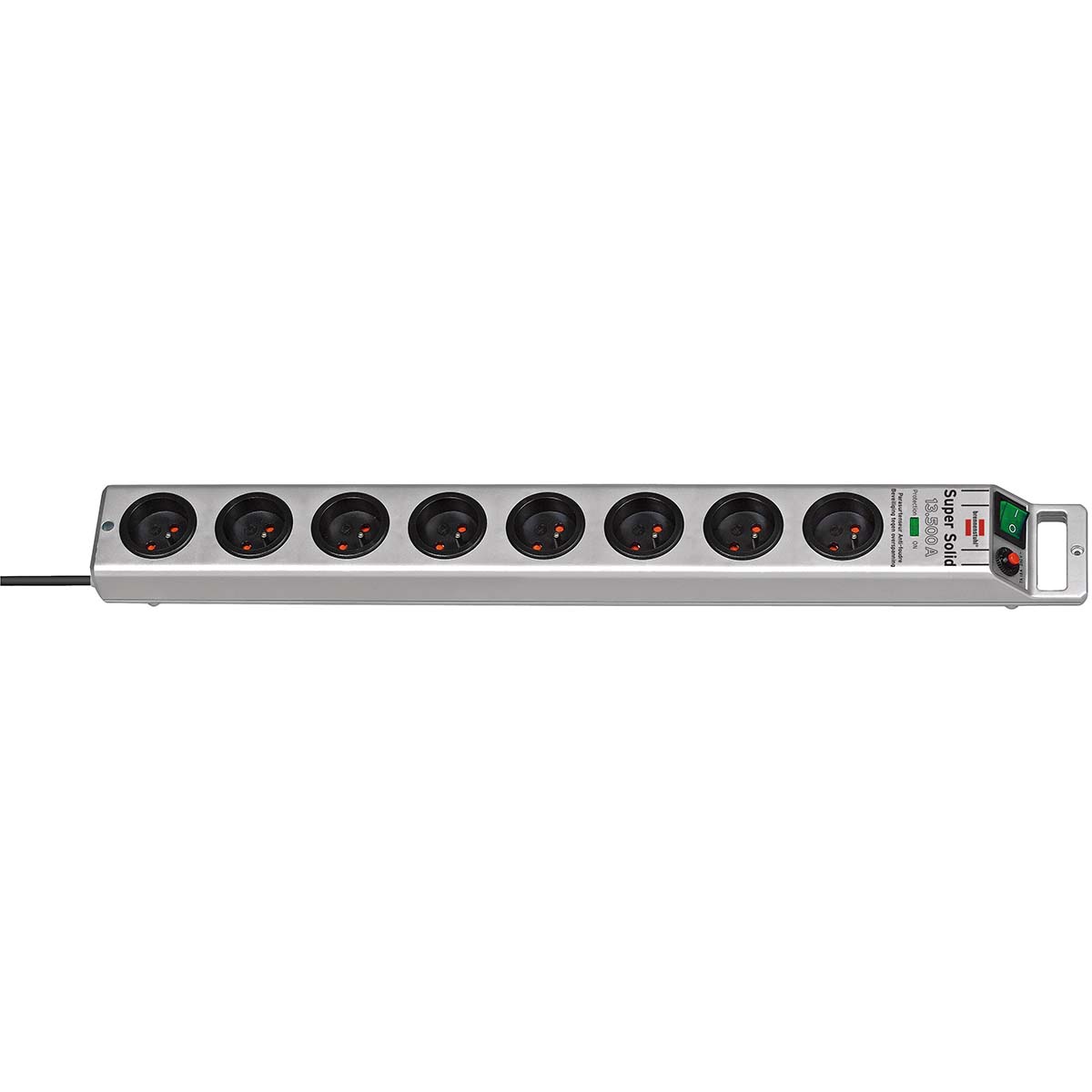 Brennenstuhl Multiprise SUPER-SOLID argenté, 8 prises, avec parasurtenseur, disjoncteur 16A et 2,5m de câble H05VV-F 3G1,5 (13.500A)