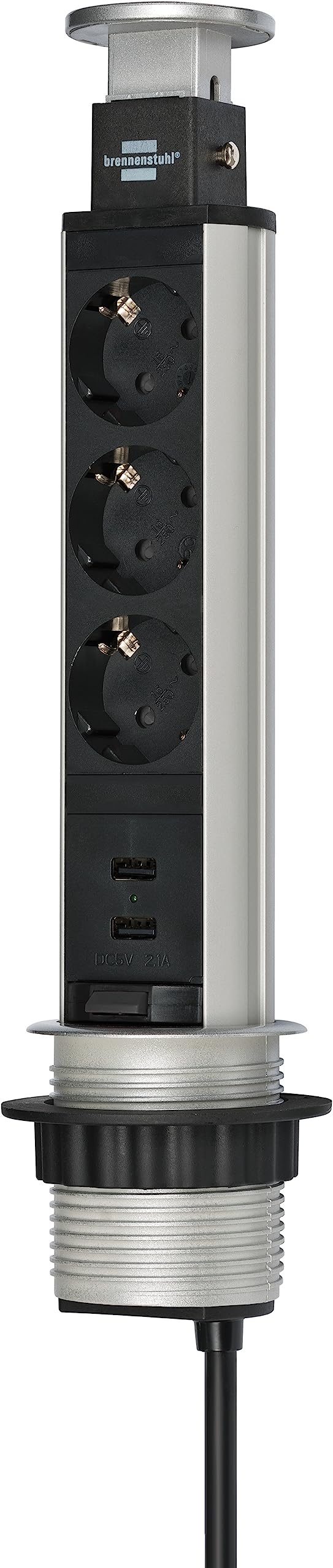 Brennenstuhl Tower Power versenkbare Steckdosenleiste 3-fach