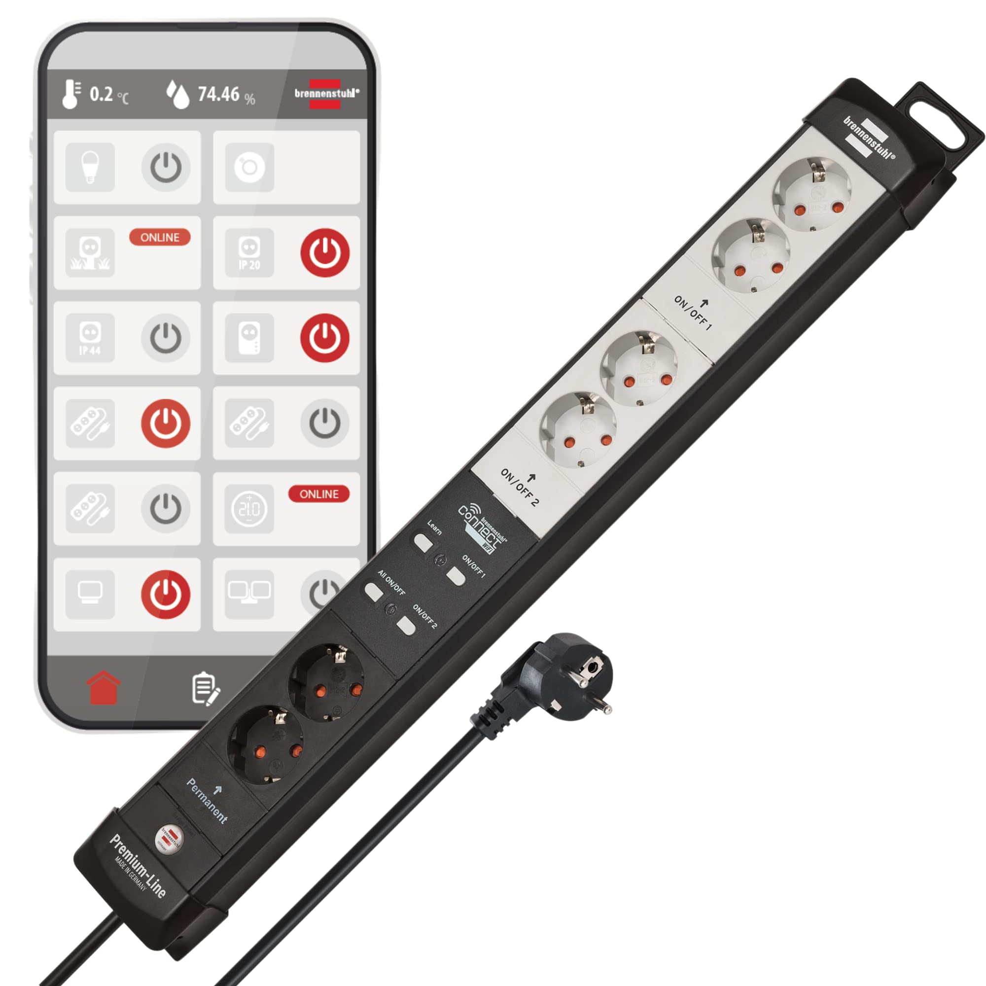 Brennenstuhl Connect Premium-Line WLAN Steckdosenleiste 6-fach (schwarz/hellgrau