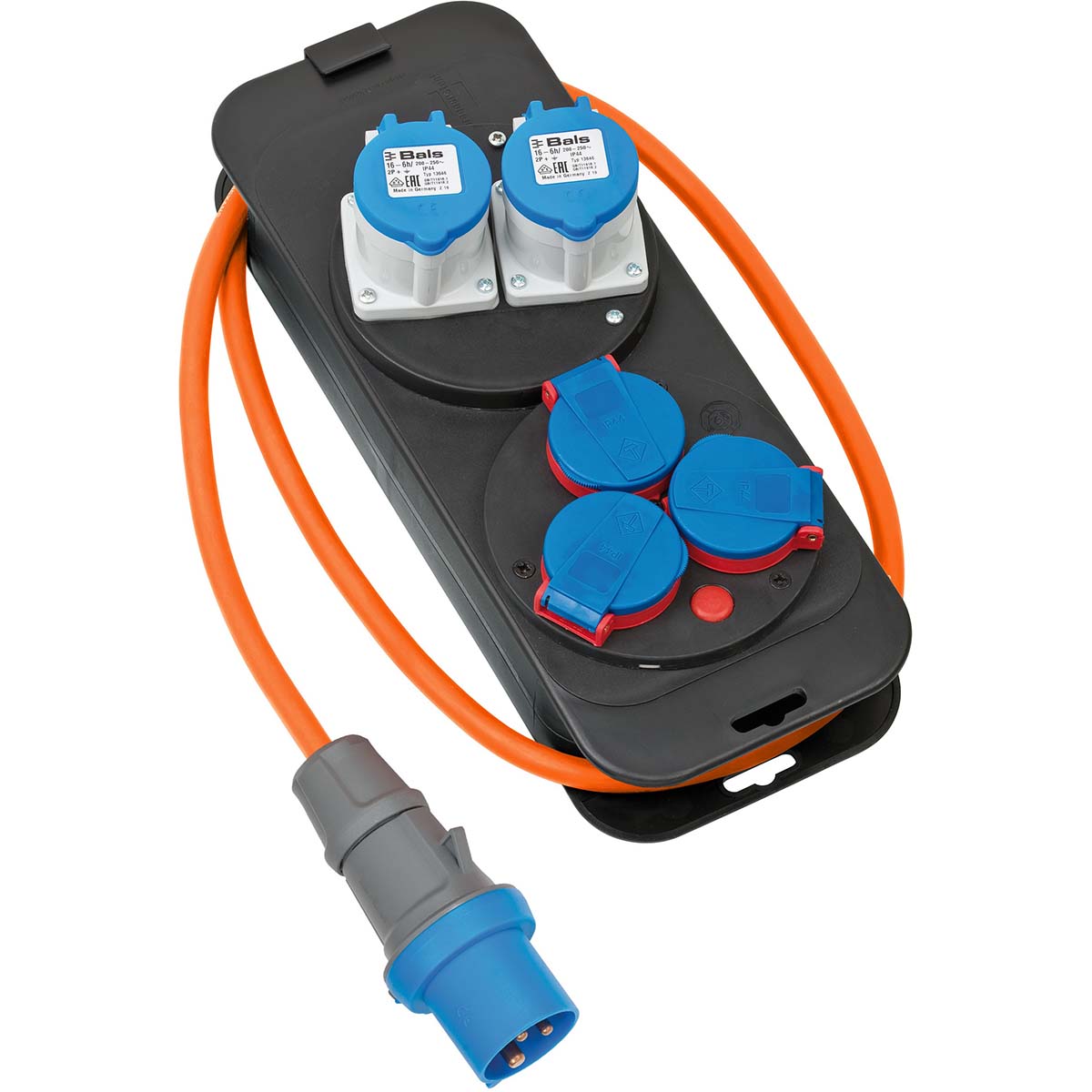 Brennenstuhl Boîtier de distribution de camping avec prise CEE / Répartiteur d'alimentation 16A pour le camping et l'utilisation permanente à l'extérieur IP44 (Répartiteur d'alimentation de camping avec câble de 1,50 m en orange)