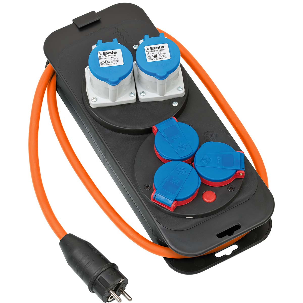 Brennenstuhl Boîtier de distribution de camping avec prise / répartiteur d'alimentation 16A pour le camping et l'utilisation permanente à l'extérieur IP44 (distributeur d'alimentation pour caravane câble de 1,50 m en orange)