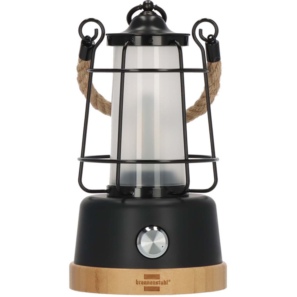 Brennenstuhl Lampe de camping rechargeable CAL 1 avec corde de chanvre et base en bambou (370 lm, IP44, autonomie jusqu'à 75h, dimmable, couleur de lumière réglable)