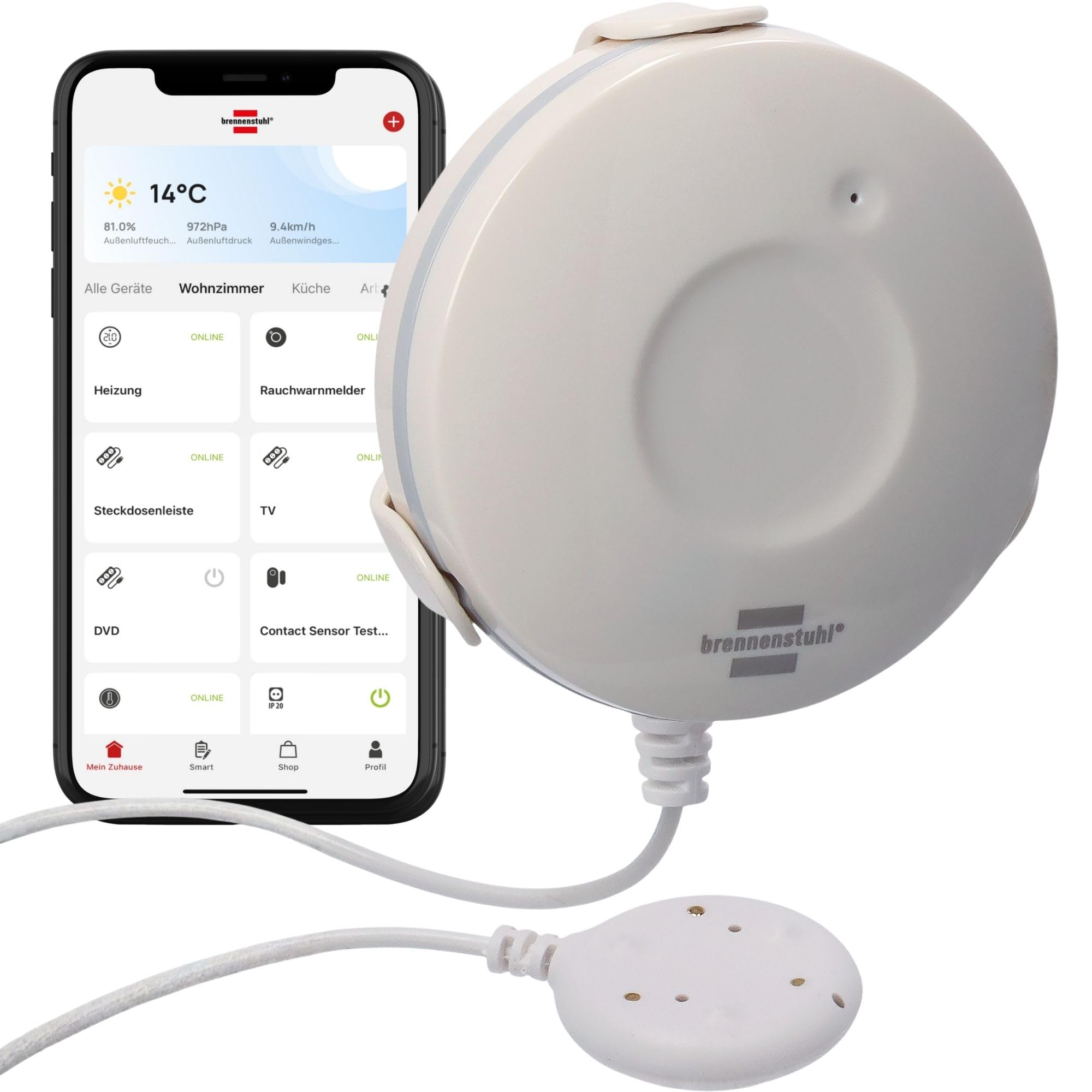 Brennenstuhl brennenstuhlÂ®Connect Zigbee Wassermelder WM CZ 01 (weiÃ