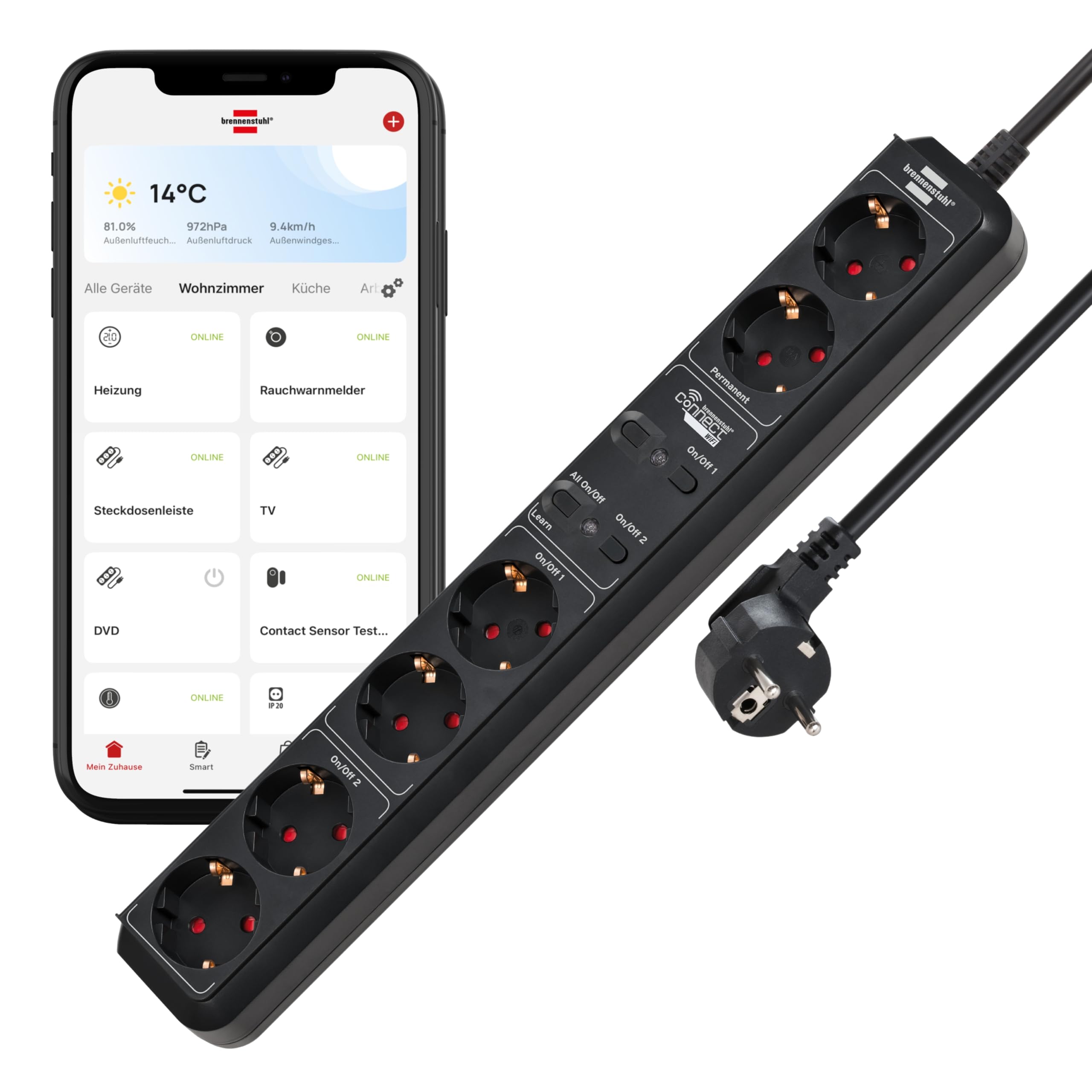 Brennenstuhl Connect Eco-Line WiFi Steckdosenleiste 6-fach (schwarz