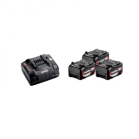Metabo Pack de 3 batteries 18V 5,2 Ah + Chargeur rapide ASC 145