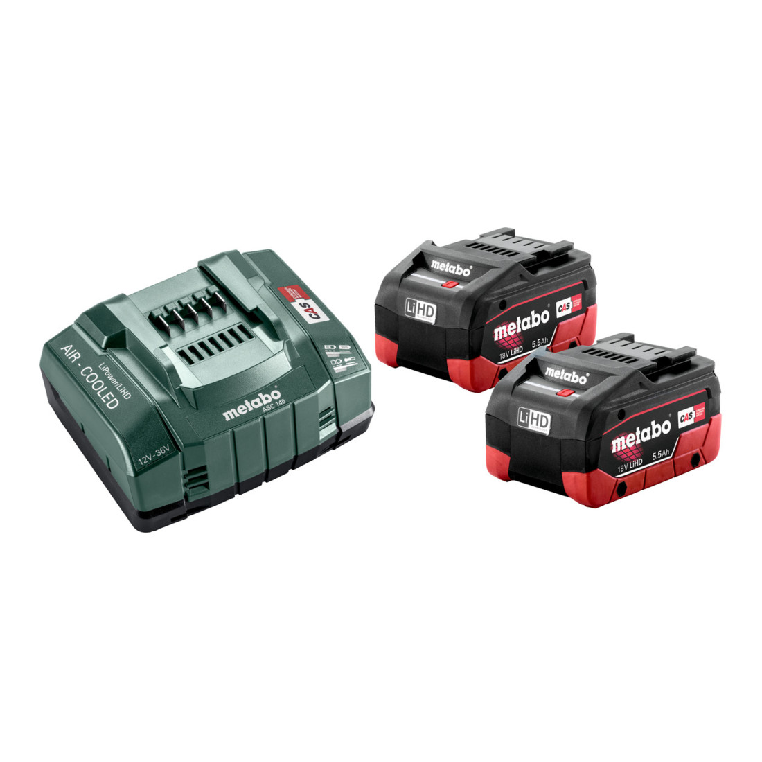 Metabo 2x batteries 5,5 Ah 18 V + chargeur ASC 30-36 V