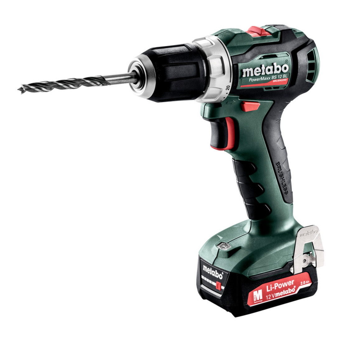 Metabo Perceuse-visseuse sans fil PowerMaxx BS 12 BL metabo, Coffret, 12V 2x2Ah Li-Ion + SC 30