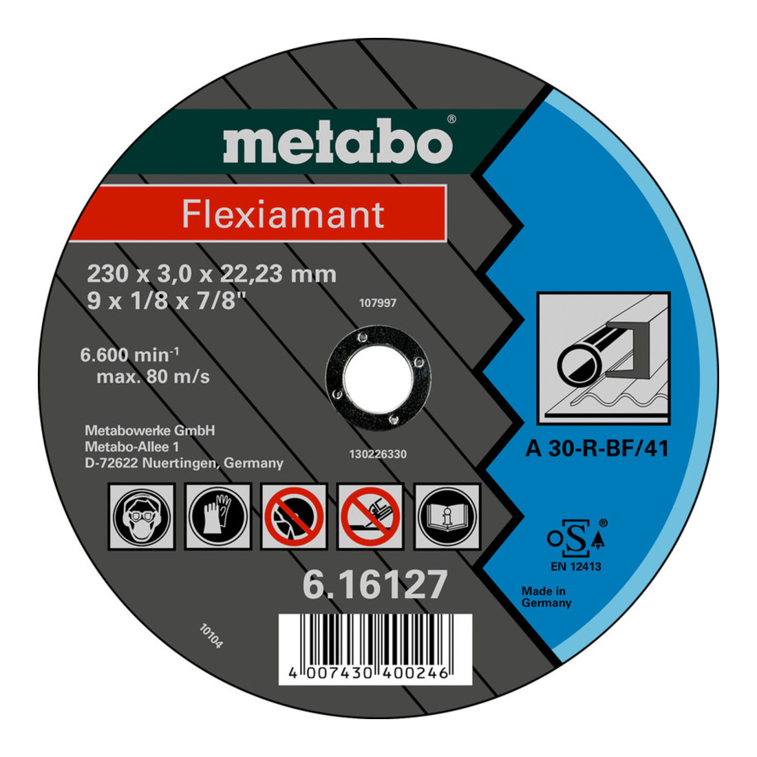Metabo Flexiamant 125 x 2,5 x 22,23 acier, meule de tronçonnage, modèle coudé metabo