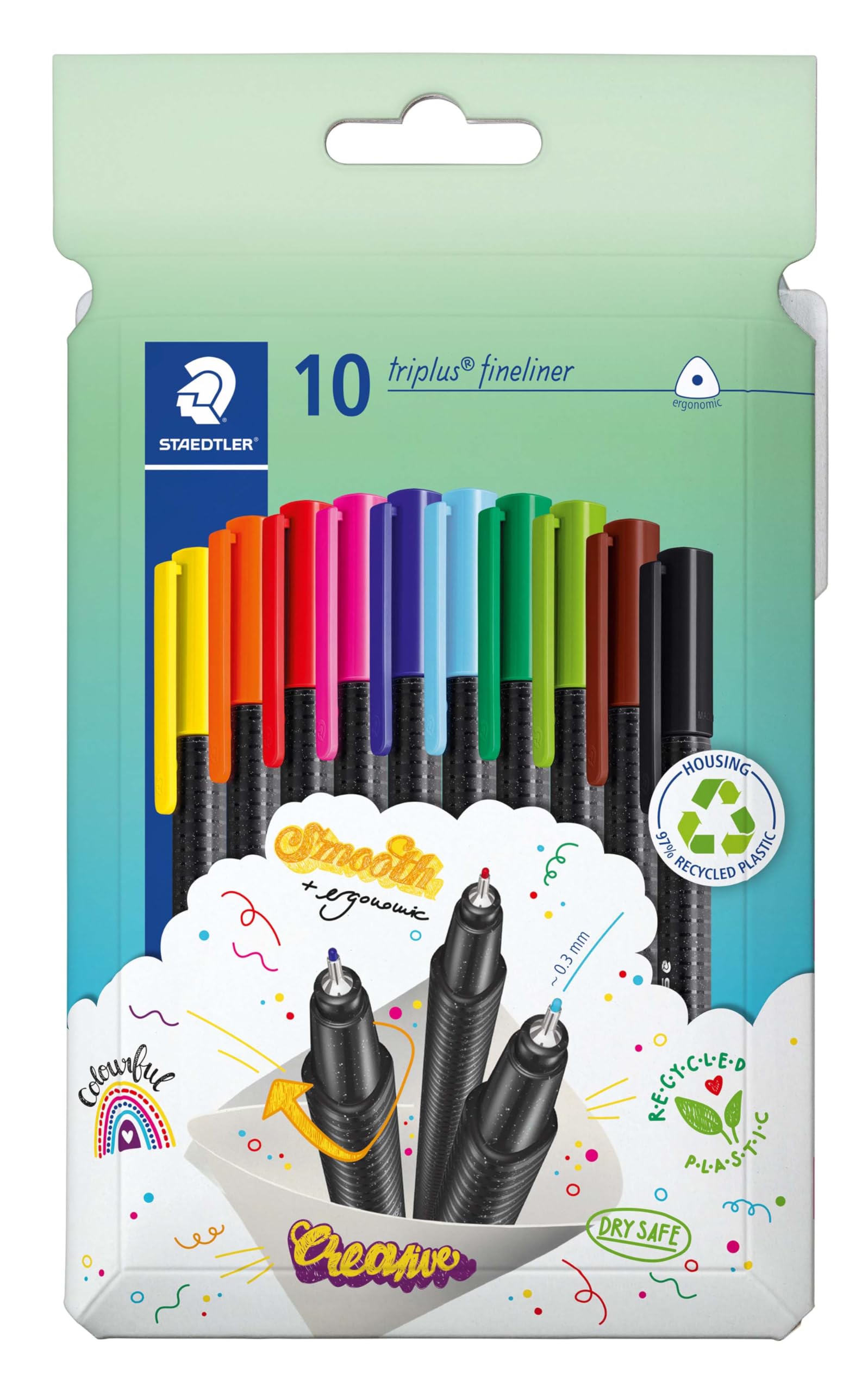 STAEDTLER Fineliner triplus rPP, 10STück