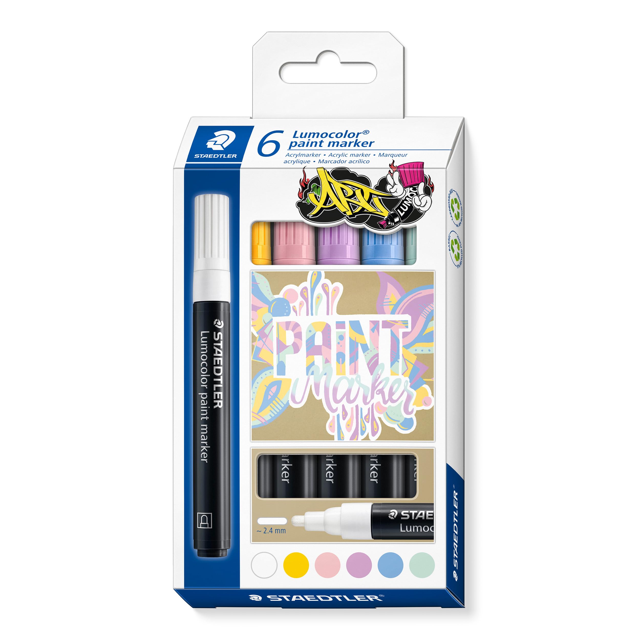 STAEDTLER Acrylmarker Lumocolor 6er-Set pastellfarbig