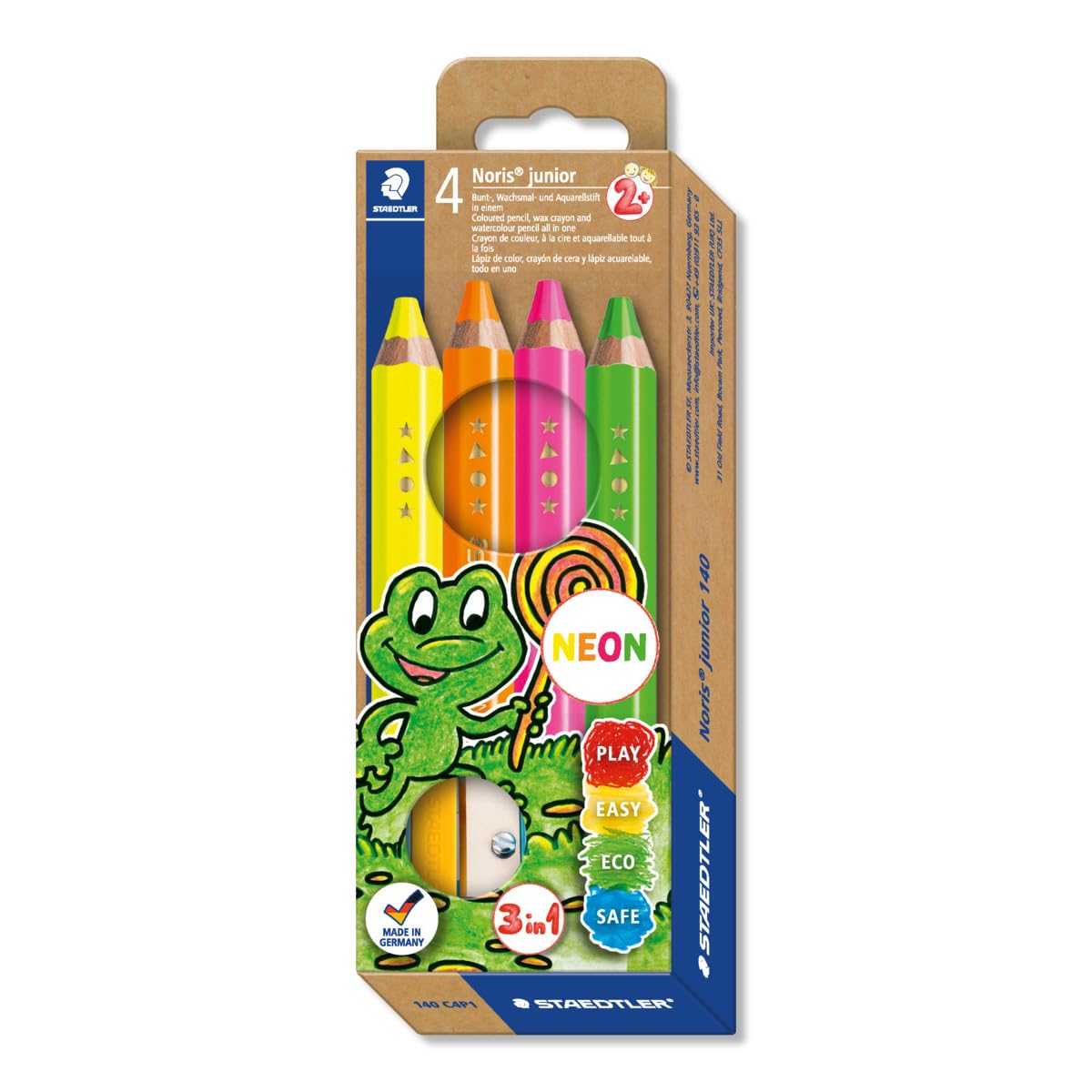 STAEDTLER Buntstifte Noris junior neon 4 Farben + Spitzer