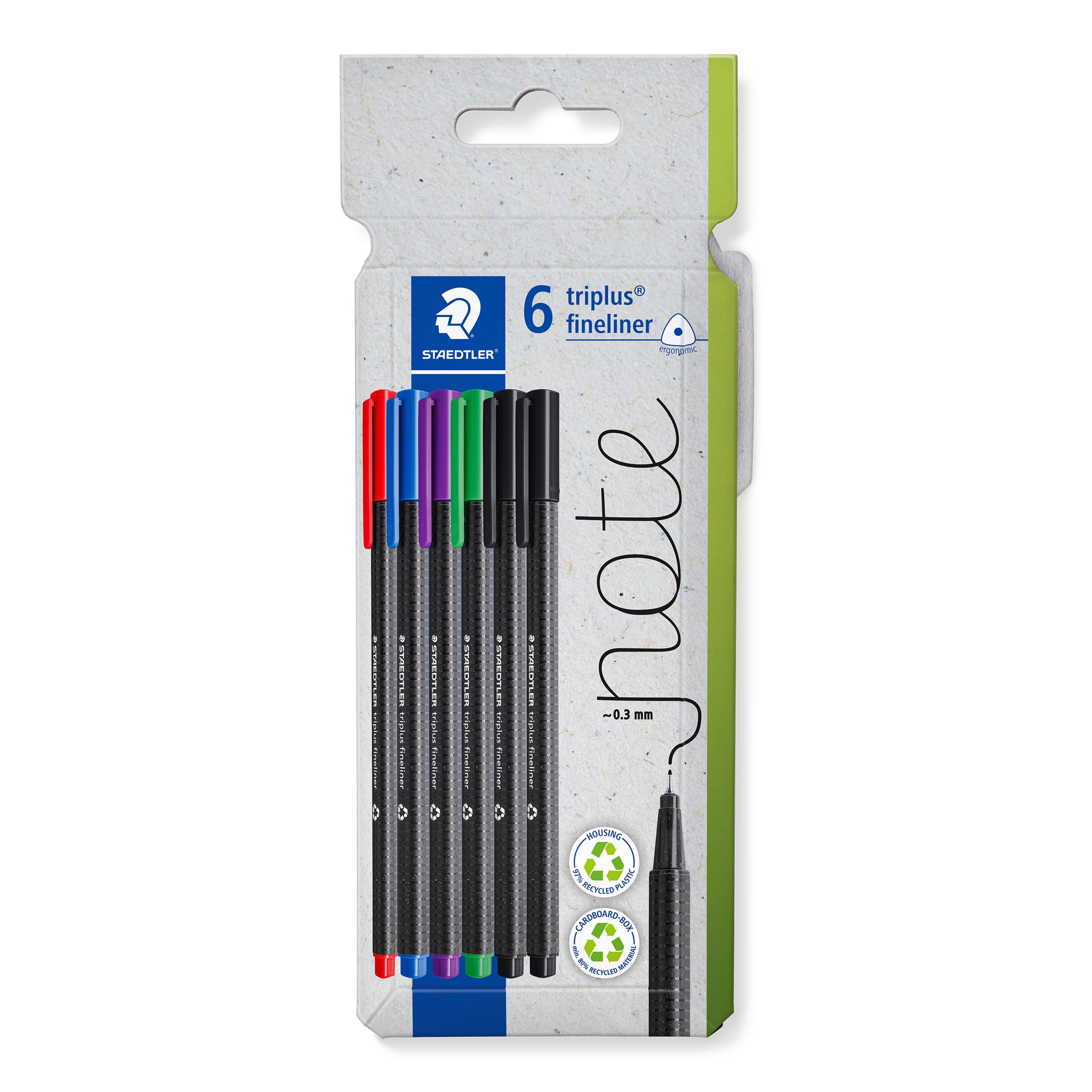 STAEDTLER Fineliner triplus rPP, 6 Stück