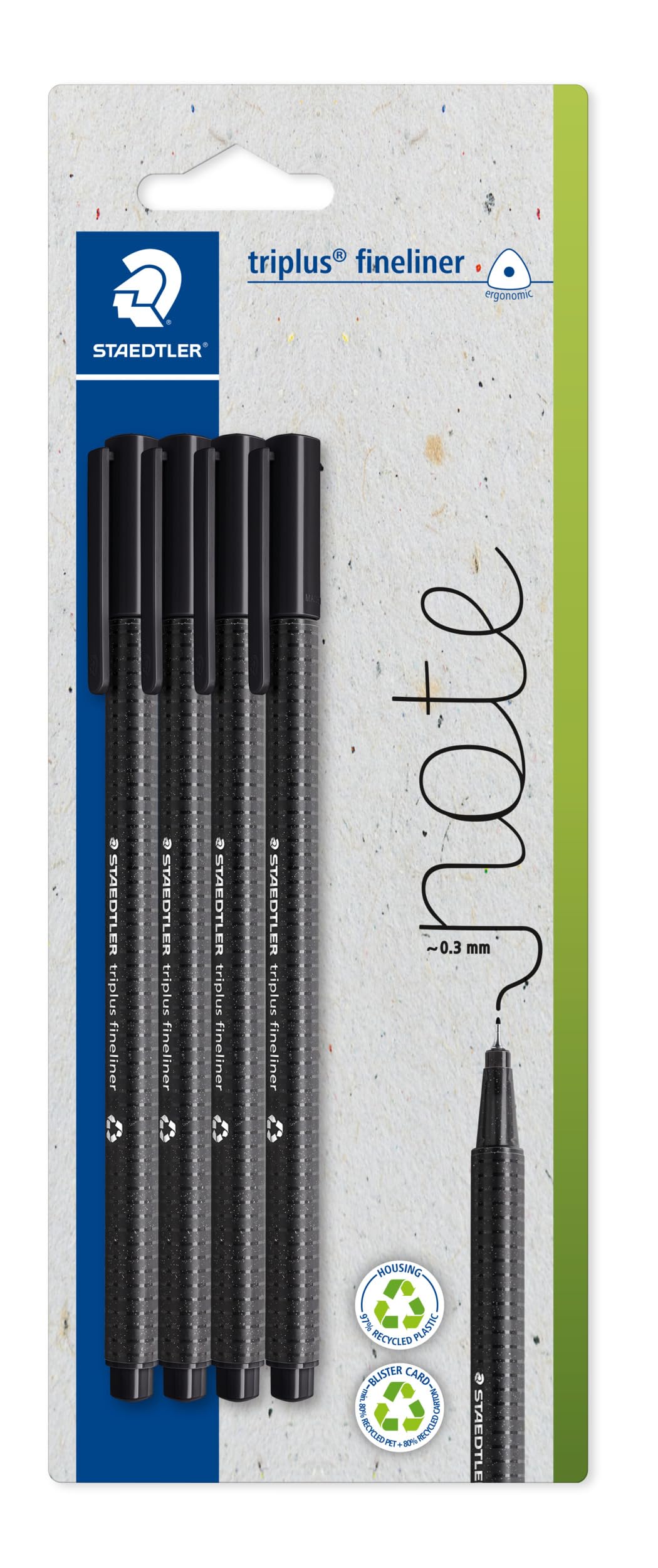 STAEDTLER Fineliner triplus rPP, schw. 4St BK