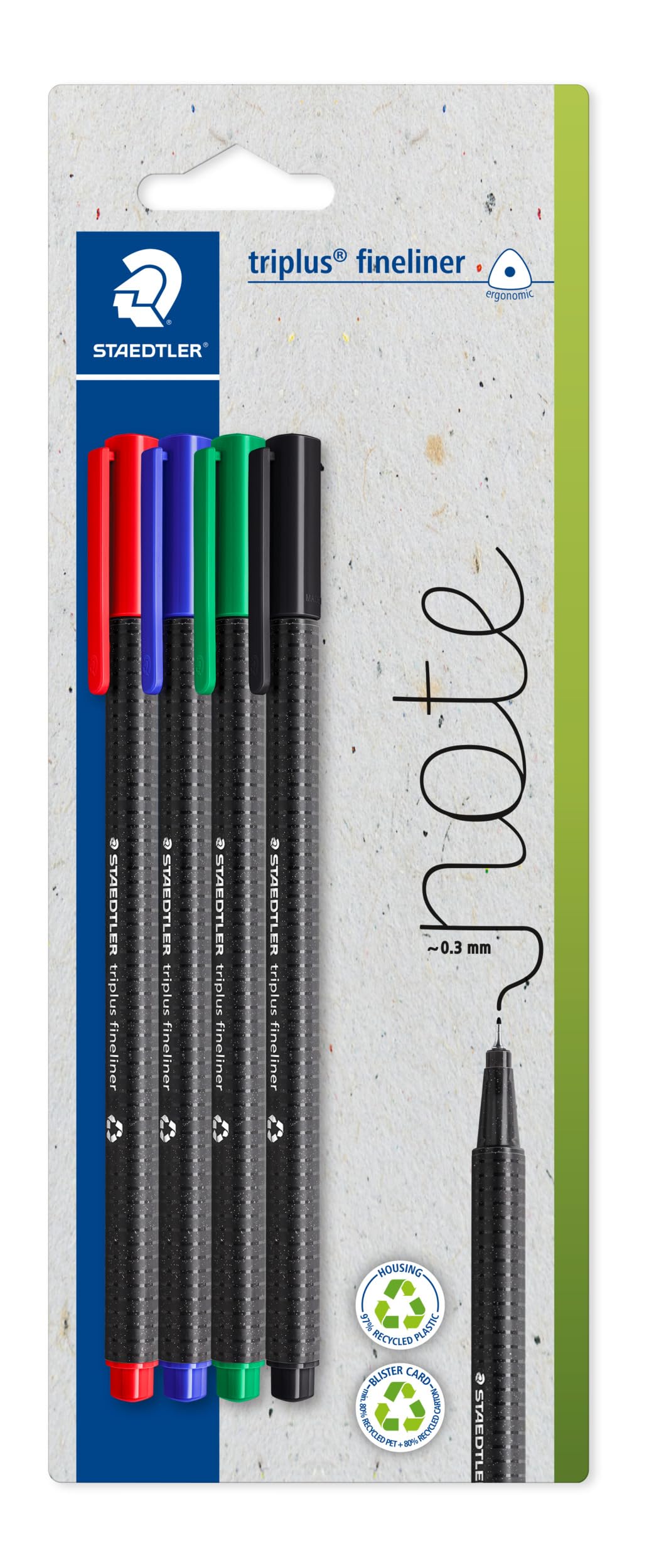 STAEDTLER Fineliner triplus rPP, sort. 4St BK