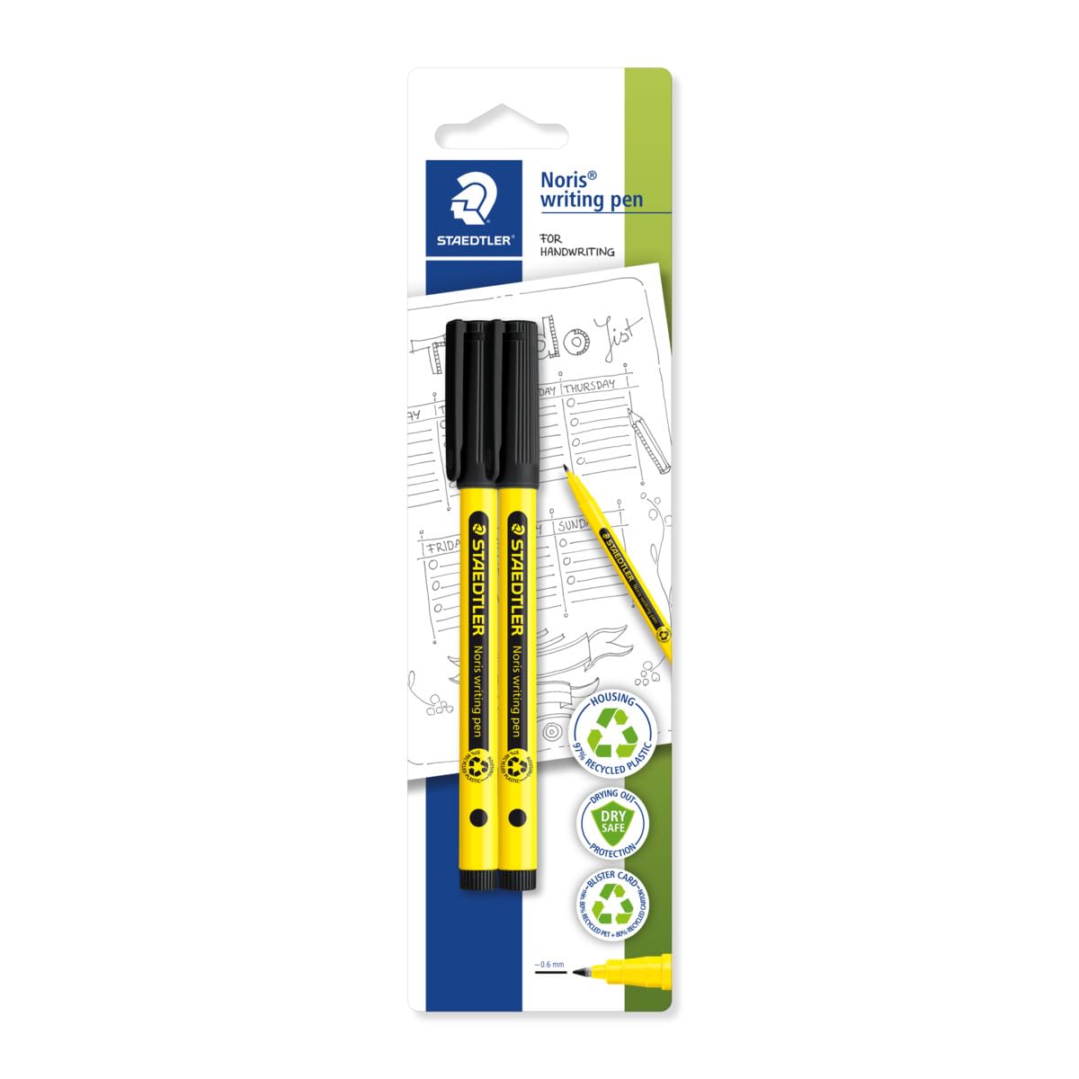 STAEDTLER Fineliner Noris writing pen 0,6mm 2Stk. schwarz retail