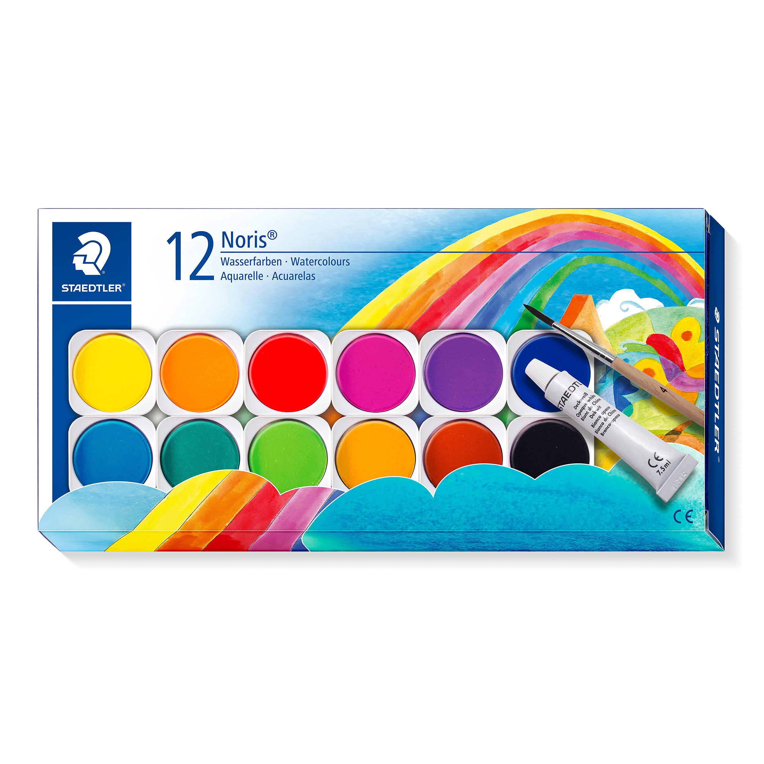 STAEDTLER Noris Farbkasten 12 Farben + Deckweiß & Pinsel
