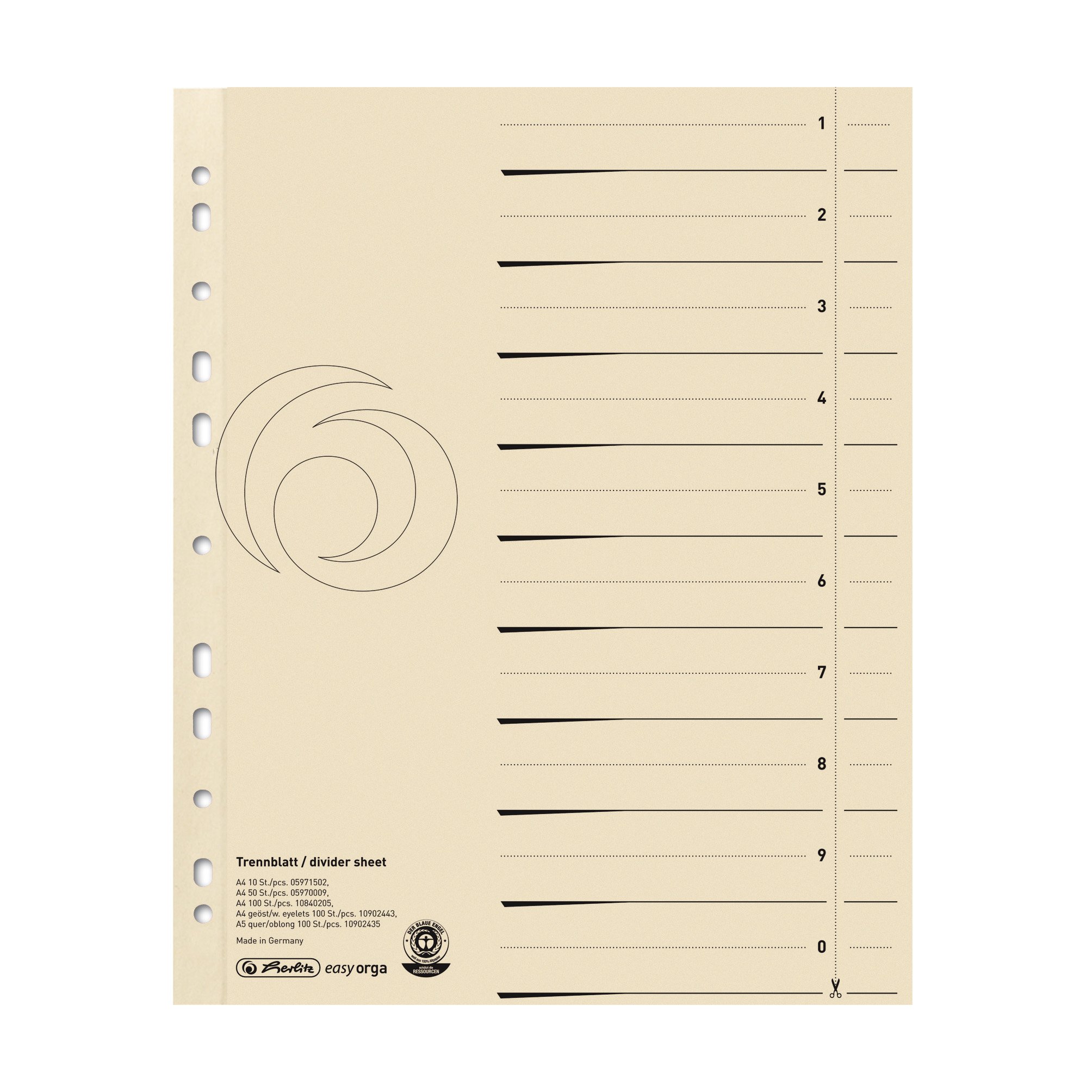 Herlitz Trennblatt A4 chamois 100er easy orga