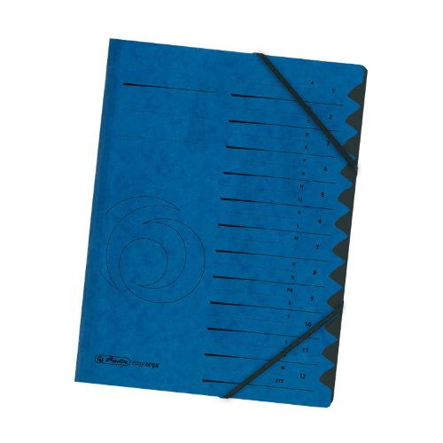 Herlitz Ordnungsmappe A4 1-12 blau mit Gummizug