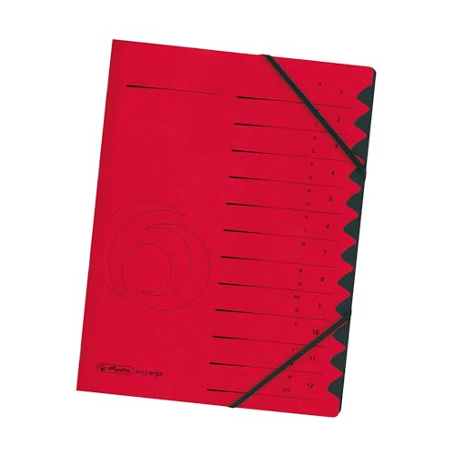 Herlitz Ordnungsmappe A4 1-12 rot mit Gummizug
