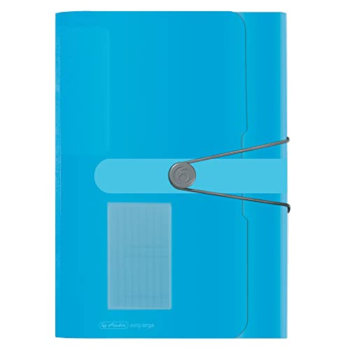 Herlitz Fächermappe A4 PP blau trp. 12 Fächer m.Gummizug