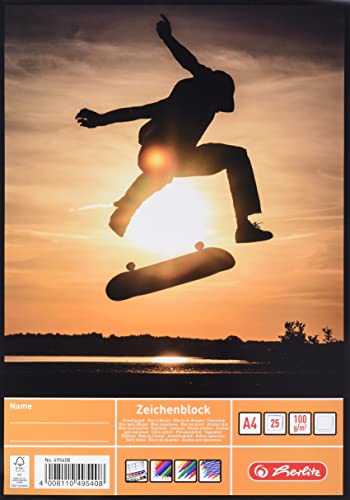 Herlitz Zeichenblock A4/25 geleimt FSC Mot. sort.