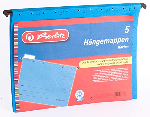 Herlitz Hängemappe A4 Karton blau +Beschrift. 5er Pack