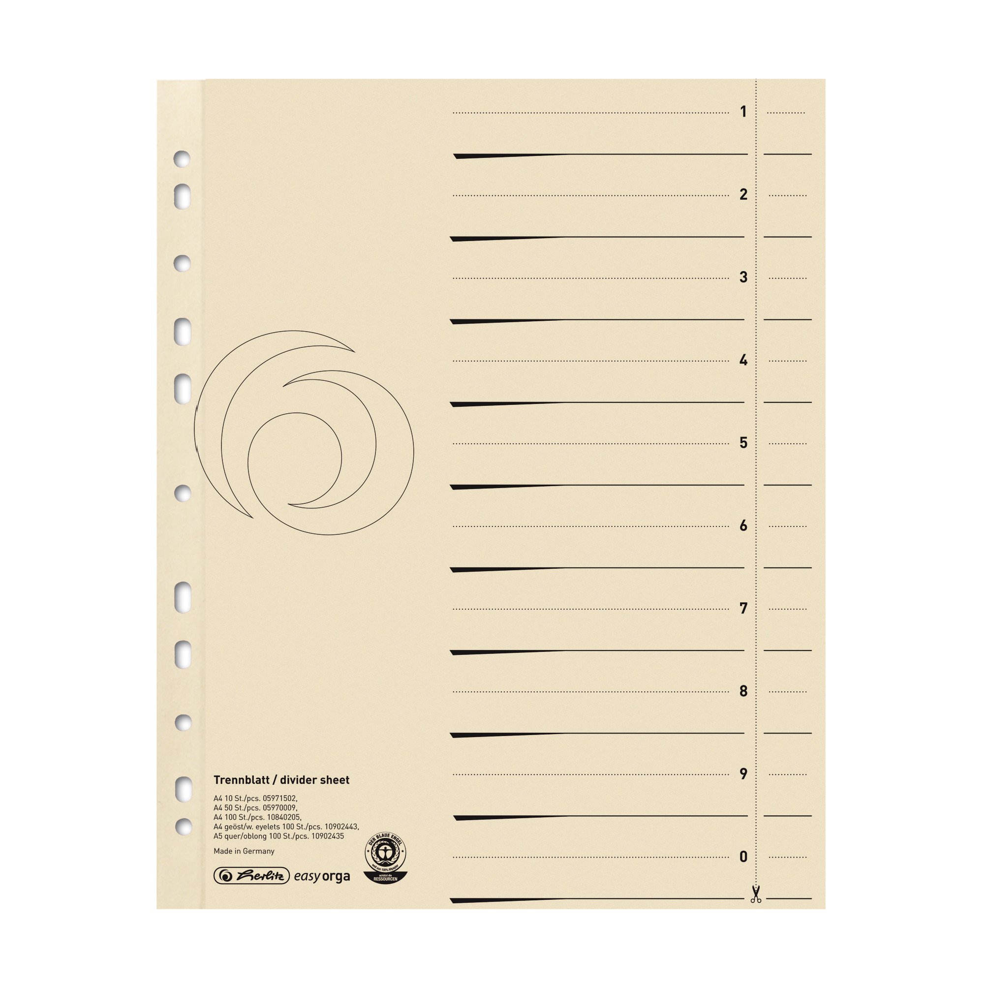 Herlitz Trennblatt A4 Manilakarton chamois 50er Packung