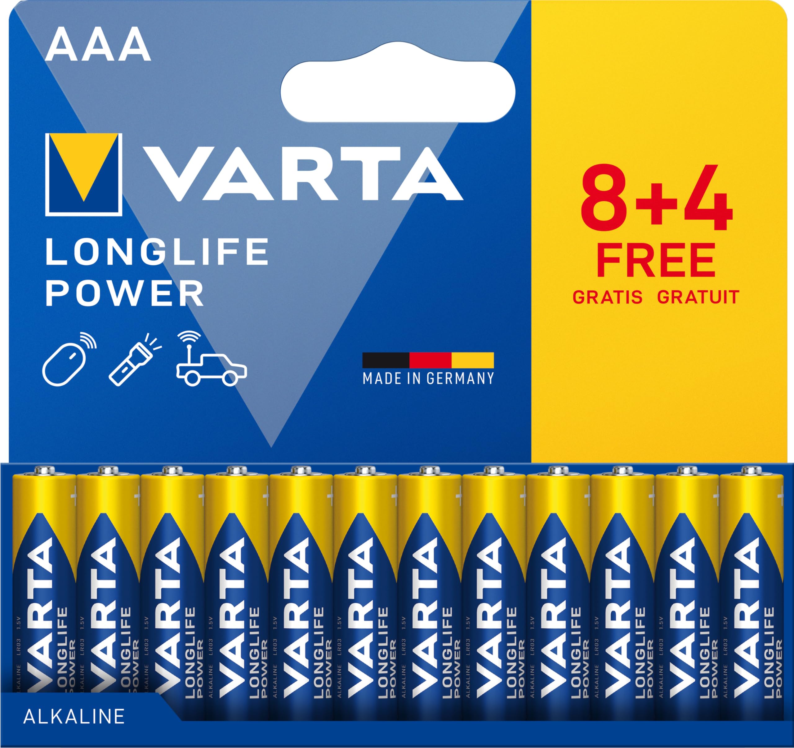 Varta Batterie LONGLIFE Power AAA NEU 12St. (8+4)