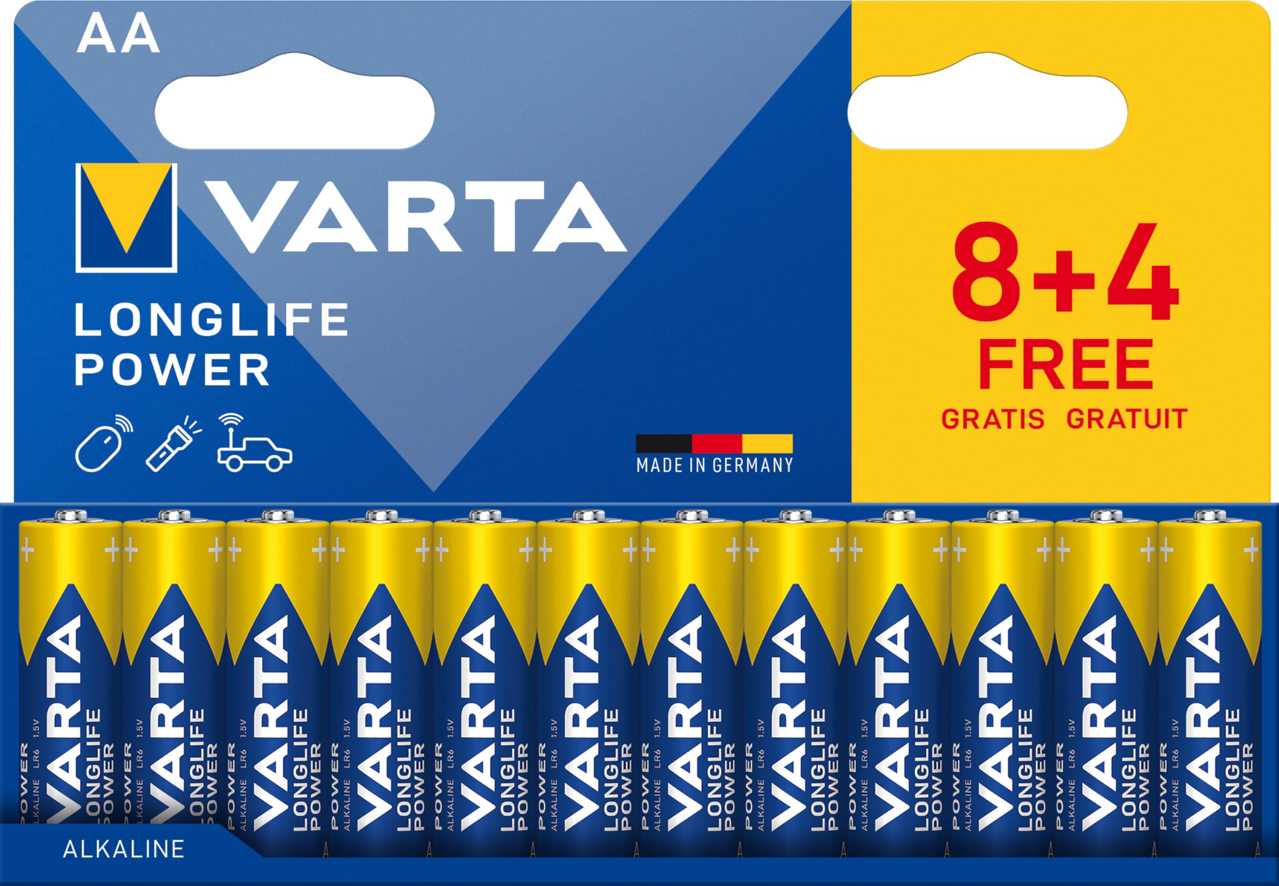 Varta Batterie LONGLIFE Power AA NEU 12St. (8+4)