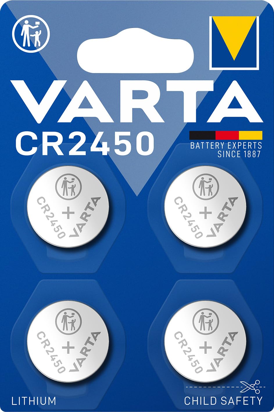 Varta Batterie Knopfzelle CR2450 3V 570mAh Lithium      4St.