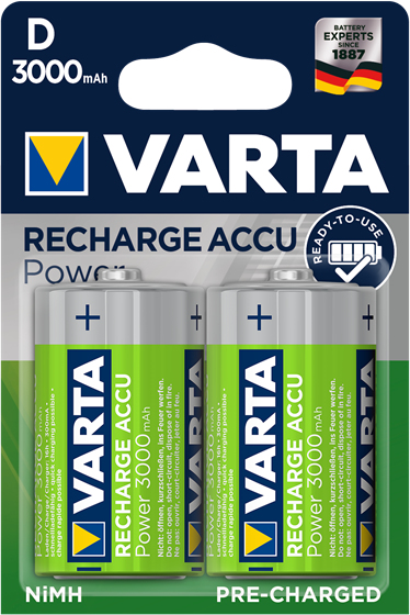Varta Lot de 2 piles rechargeables type D 1,2V - 3000mAh (HR20)