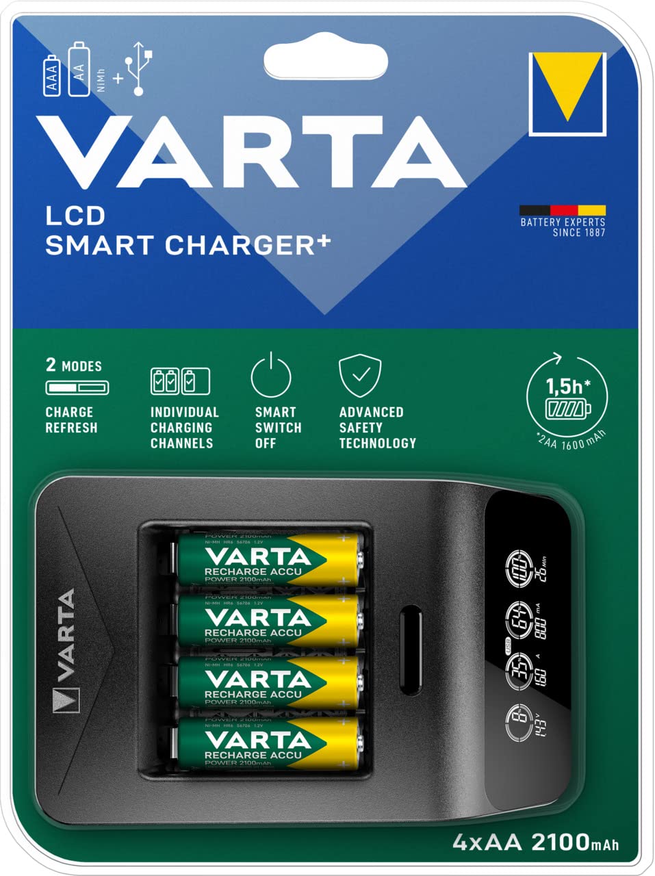 Varta Ladegerät LCD Smart Charger+ inkl. 4x AA 2100mAh