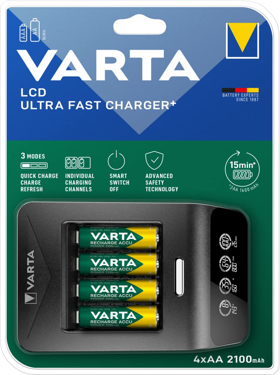 Varta Ladegerät LCD Ultra Fast Charger+ inkl. 4x AA 2100mAh