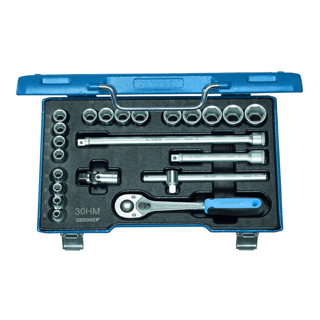 GEDORE Jeu de clés à douille 30 HMU-10 3/8po. 23pces 6-22mm profil 6 pans av.levier de
